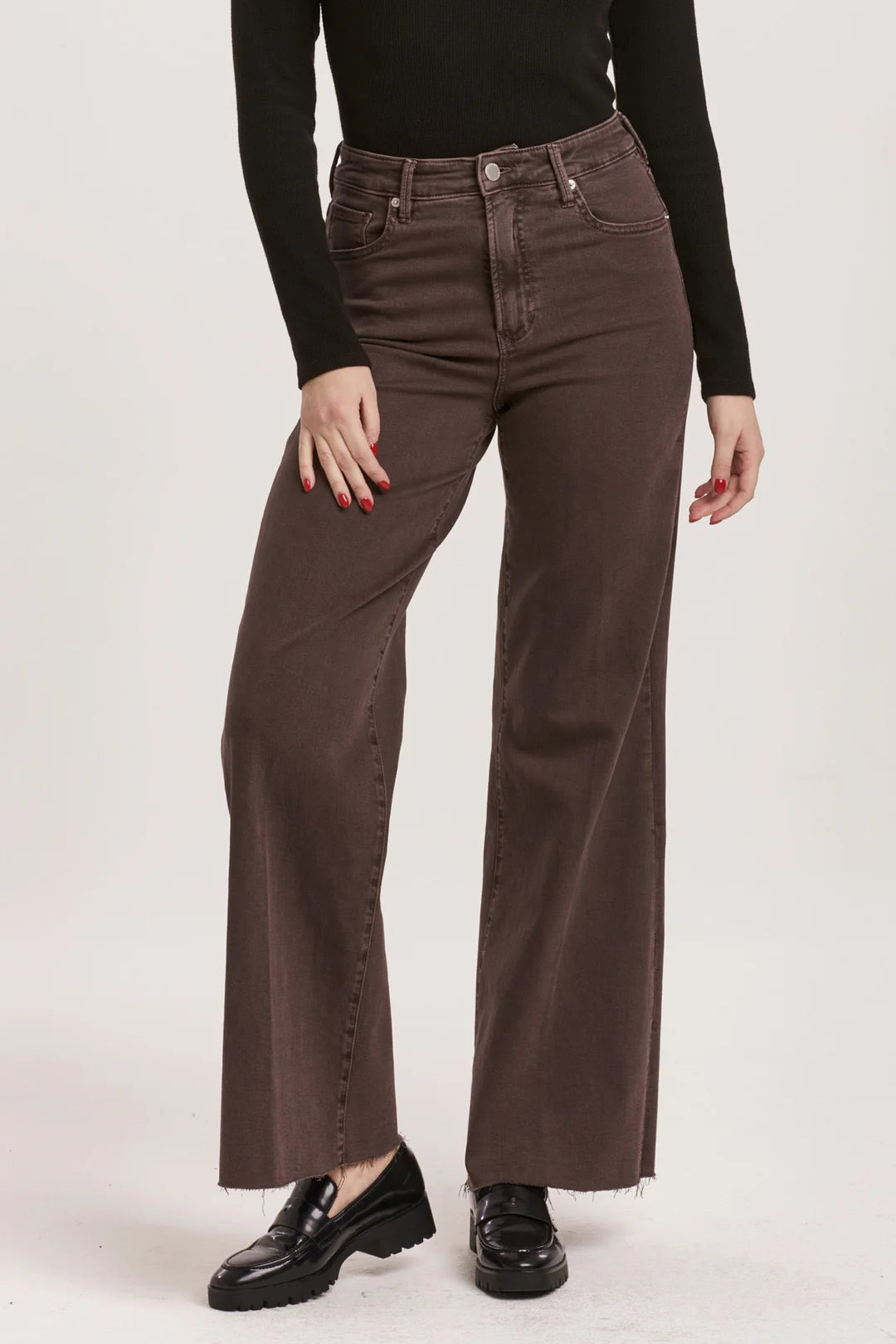 Fiona High Rise Wide Leg Jeans Mocha Brown