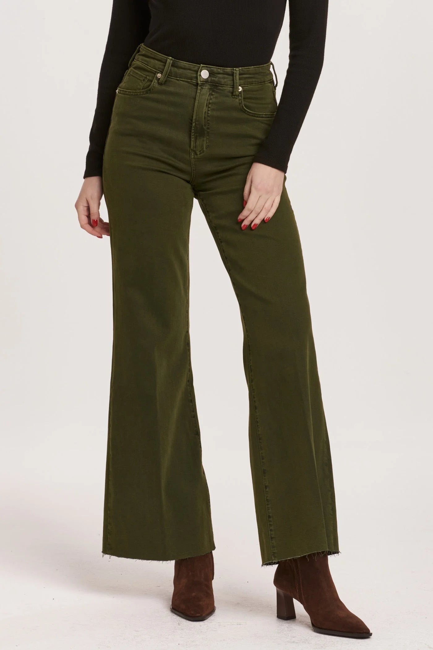 Fiona High Rise Wide Leg Jeans Pine