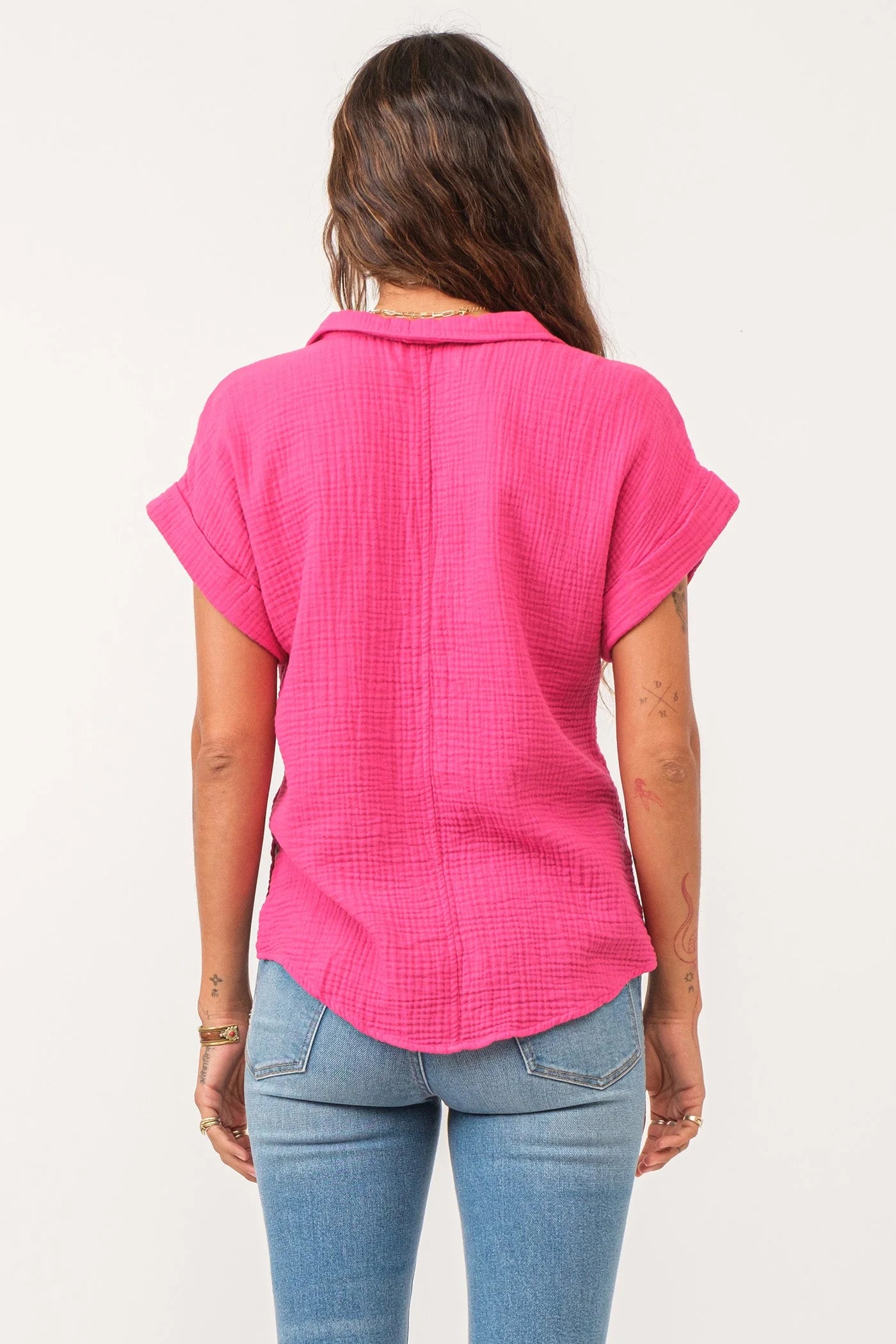 Final Sale Cali Tie Front Shirt Pink Flash