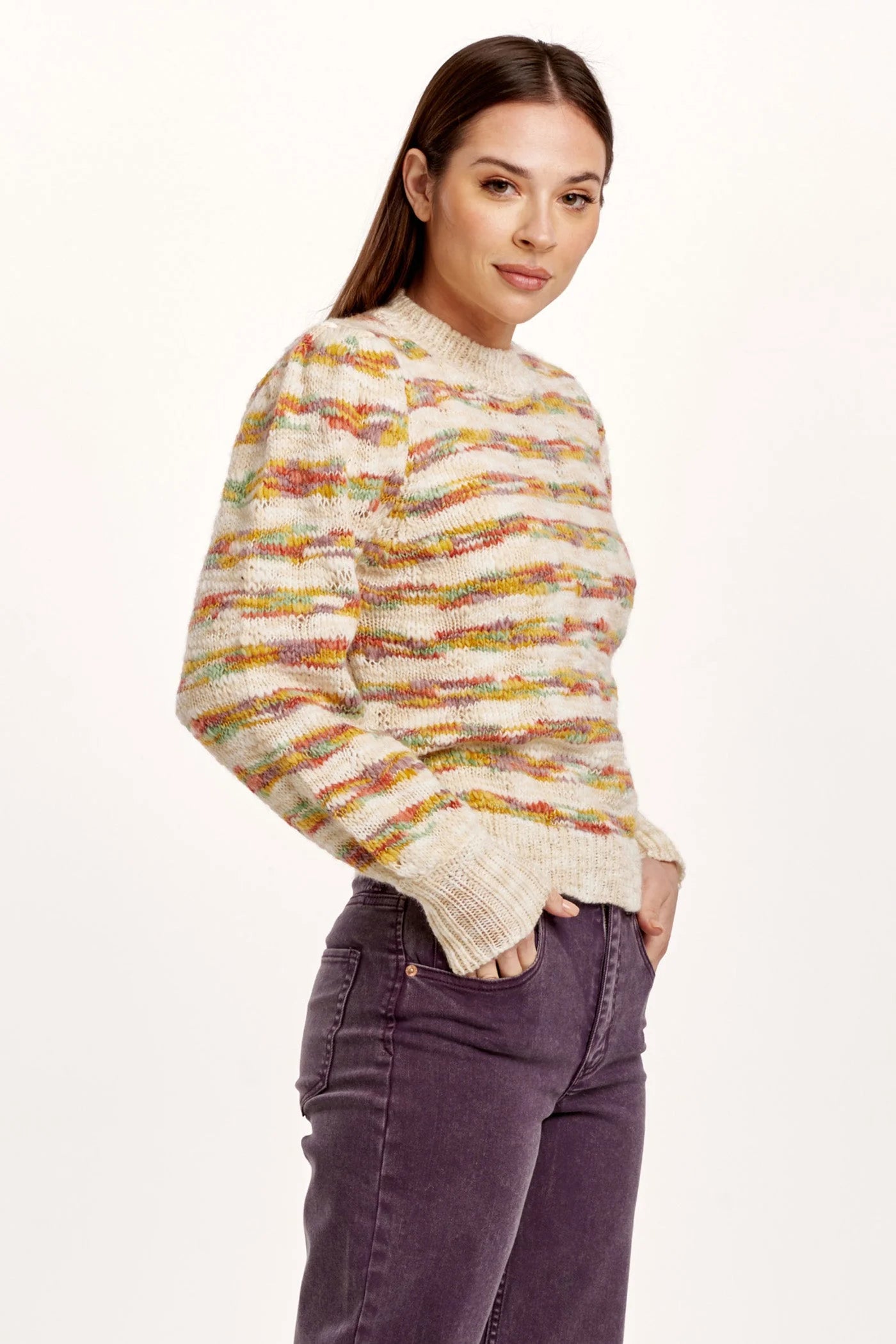 Jasmine Long Sleeve Sweater Seaside Stripe