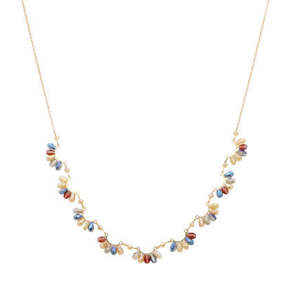 Eagle Gold Necklace w/Multi Color Crystal Clusters