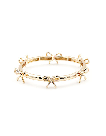 Gilda Stretch Bracelet w/Stationed Bows Gold or Silver