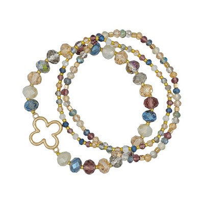 Fair Long Necklace w/Multi Colored Stones and Circle Pendant