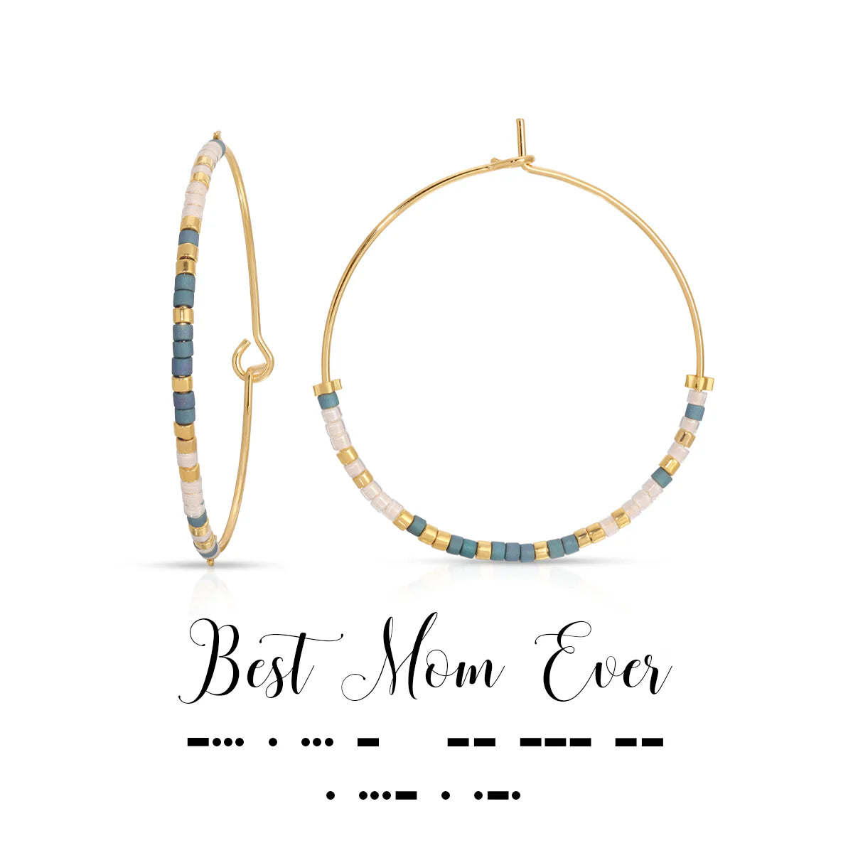 Best Mom Ever Hoop Dot & Dash Earrings