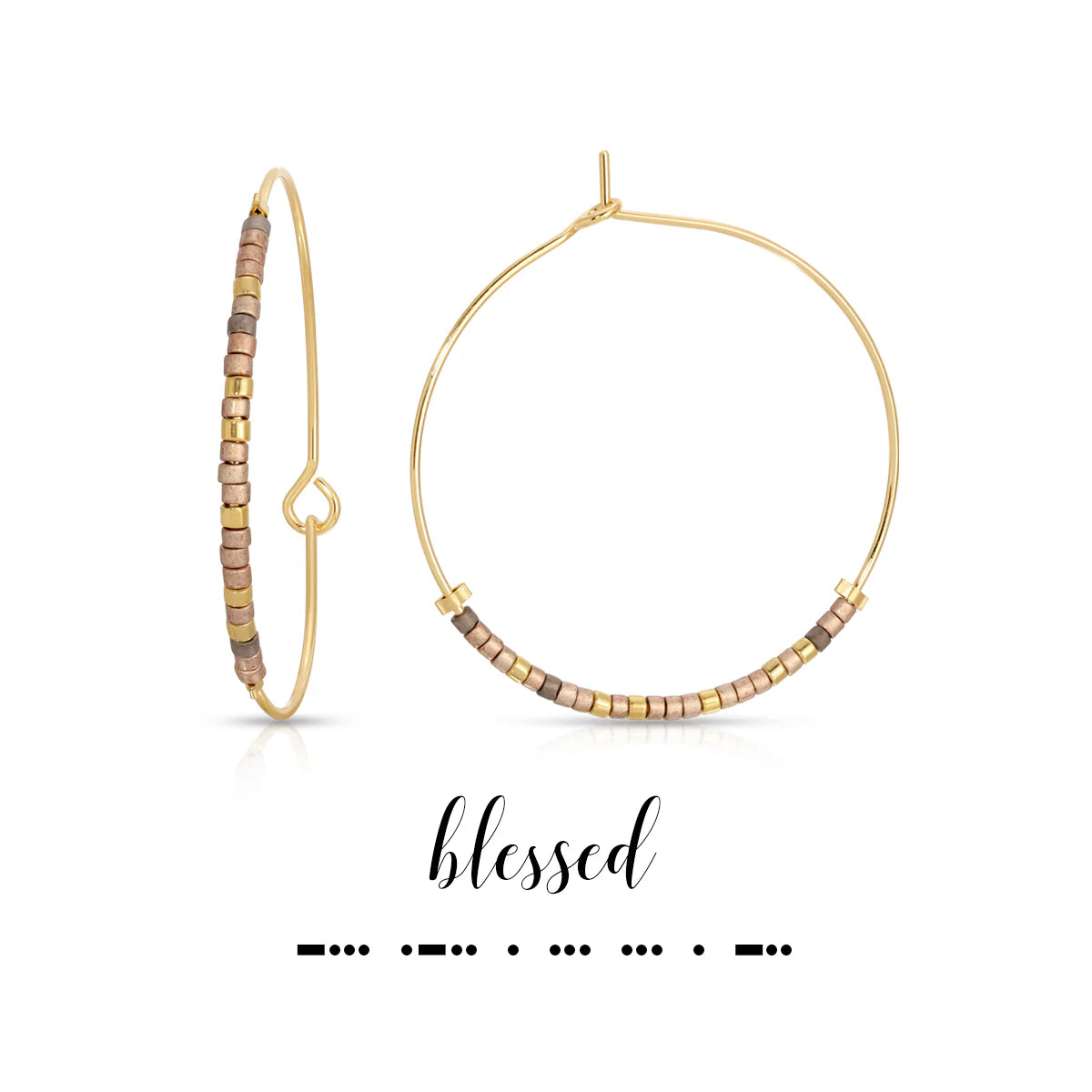 Blessed Neutrals Dot & Dash Hoop Earrings