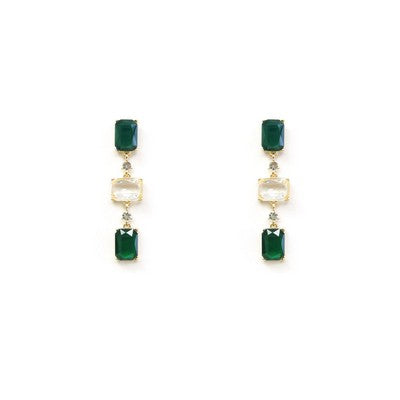 Neil Emerald & Clear Stone Dangle Earring