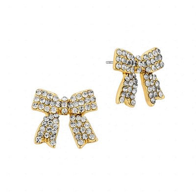 Priss Bow Crystal Stud Earrings Gold or Silver