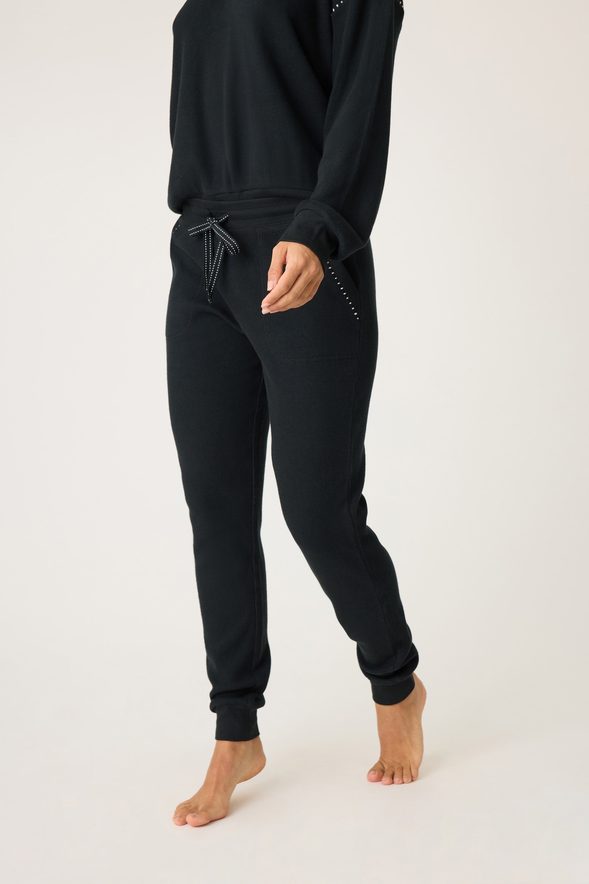 Cross Stitch Casuals Waffle Knit Banded Jogger Black