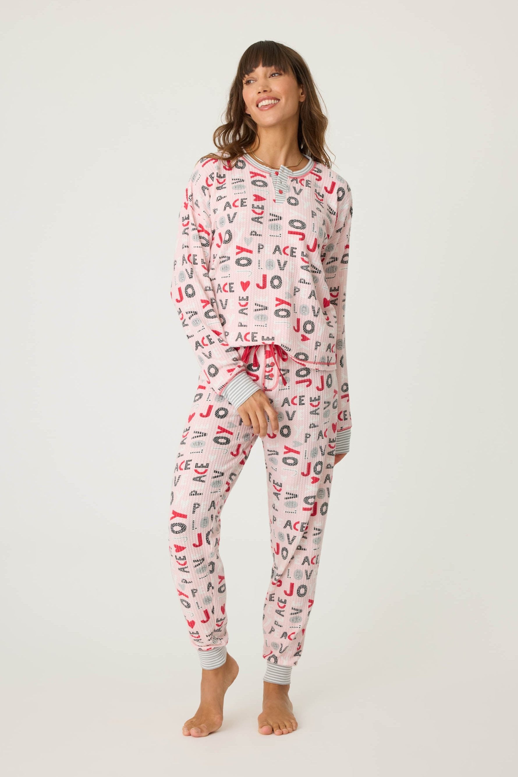 Peace & Joy Waffle Thermal Ski Jammie Set