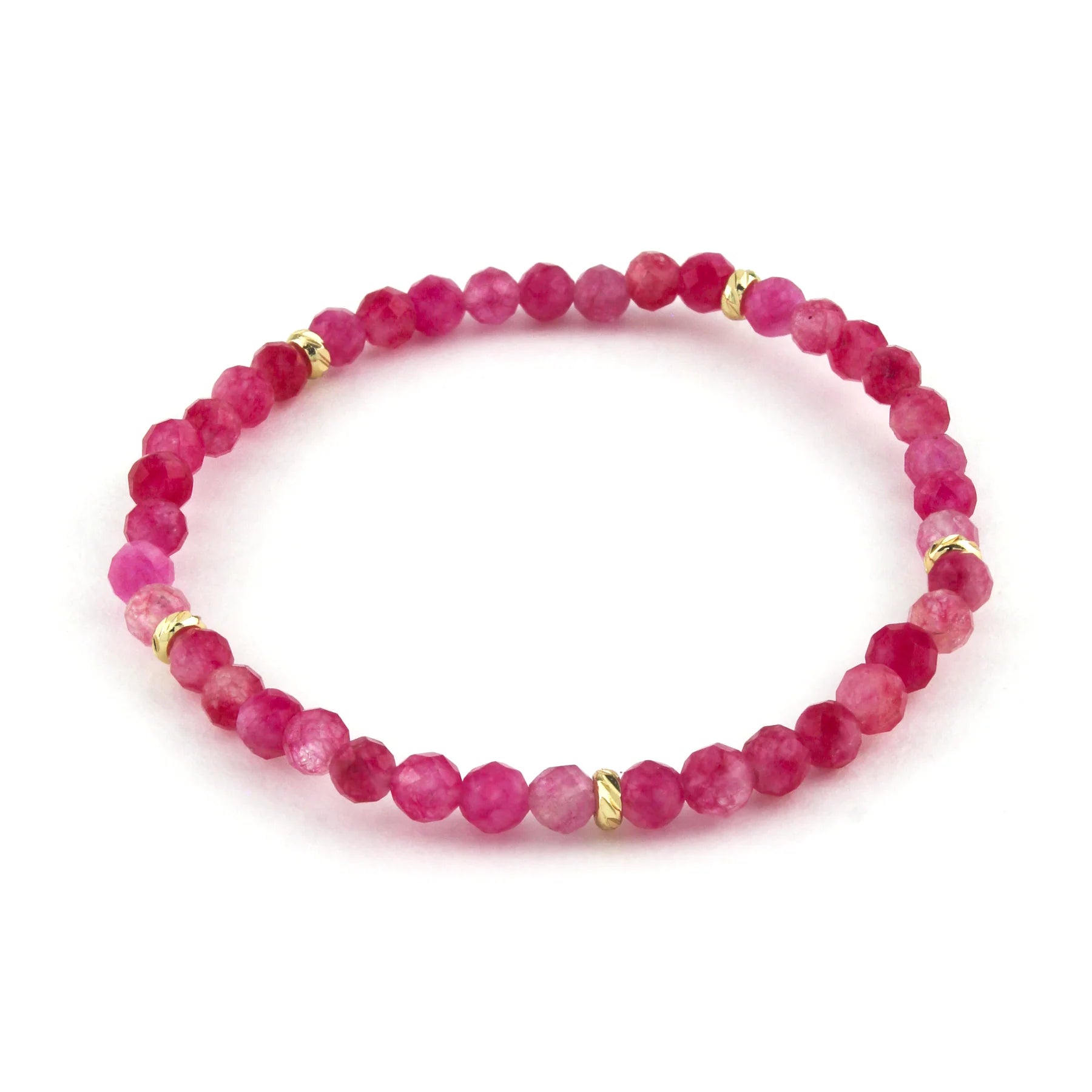 14K Gold Filled Red Vein Gemstone Bracelet 4MM