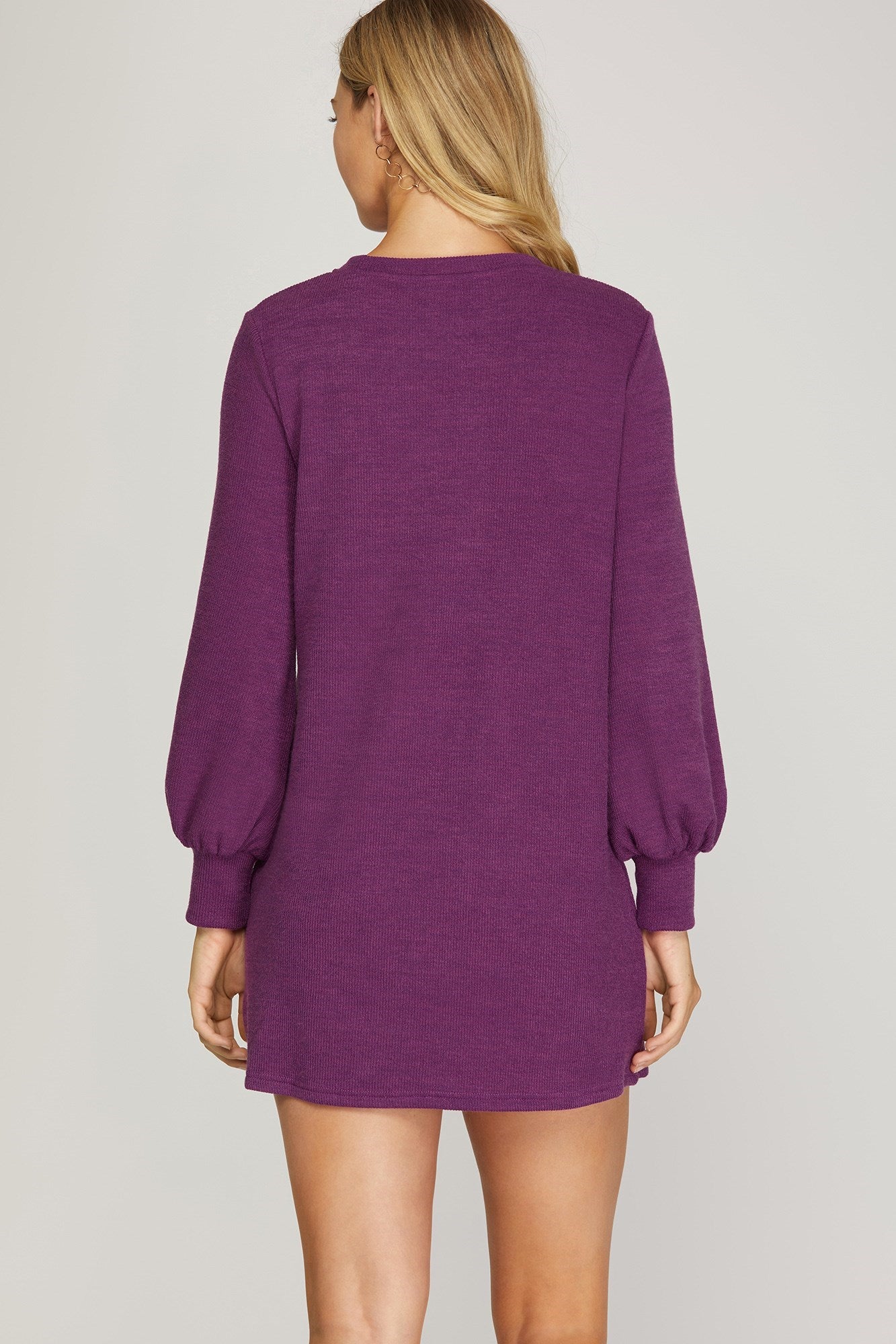 Long Sleeve Knit Dress Purple