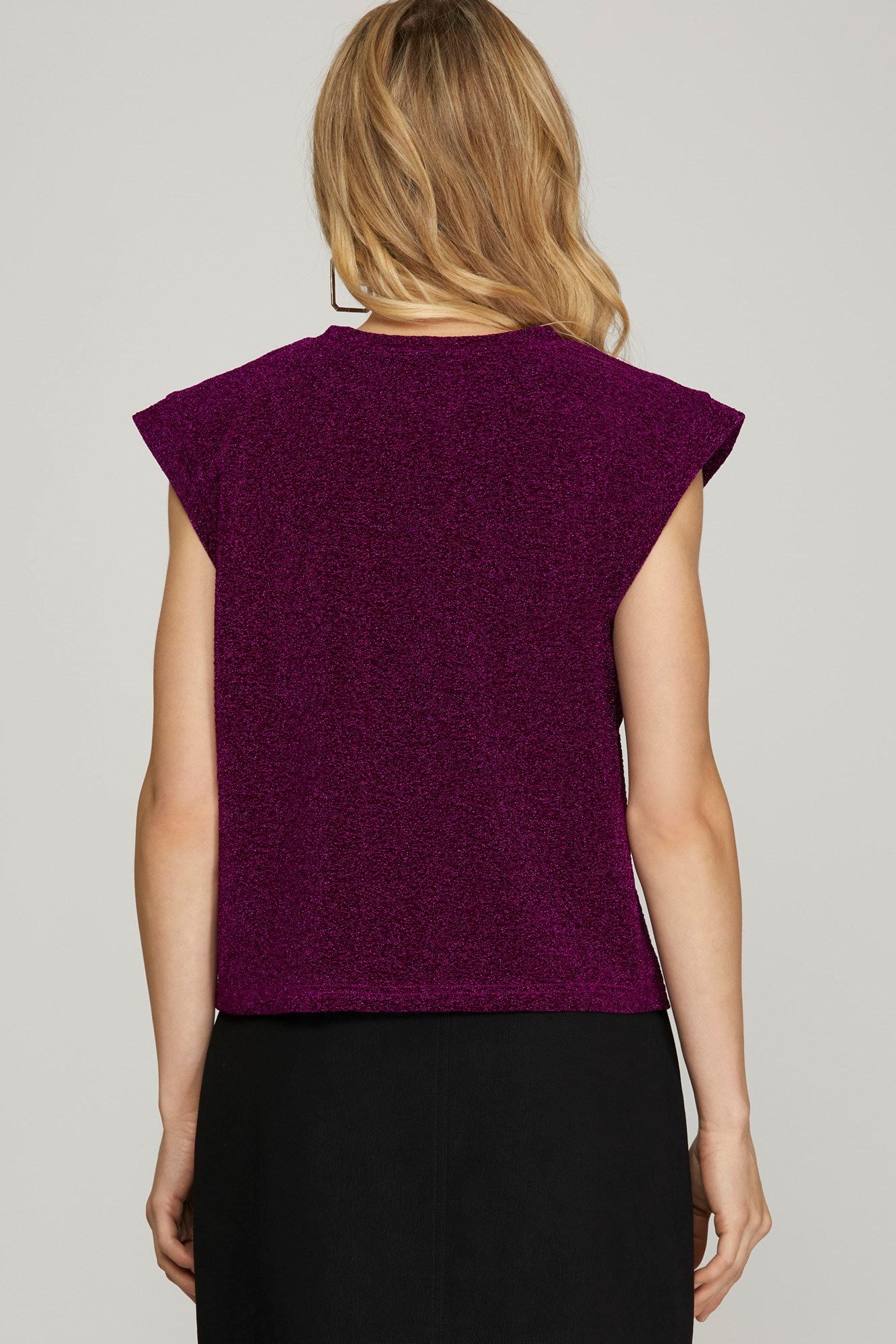 Sleeveless Metallic Knit Top