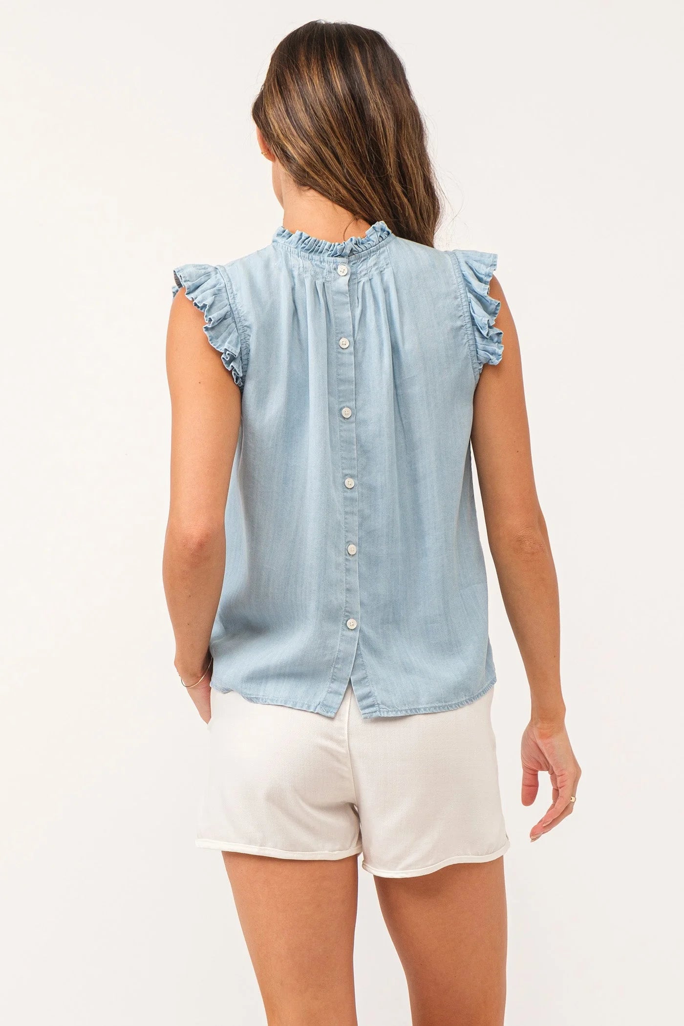 Clarin Back Placket Top Perfect Blue