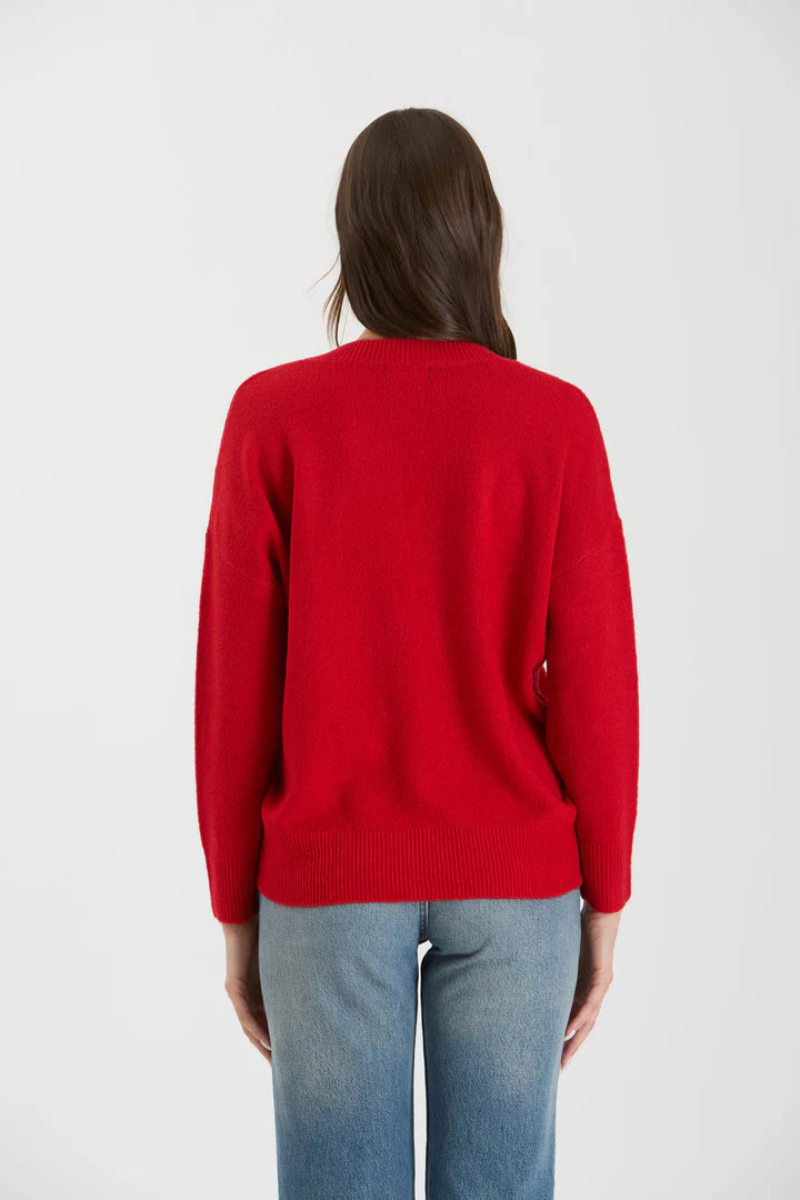 V-Neck Drop Shoulder Knit Sweater