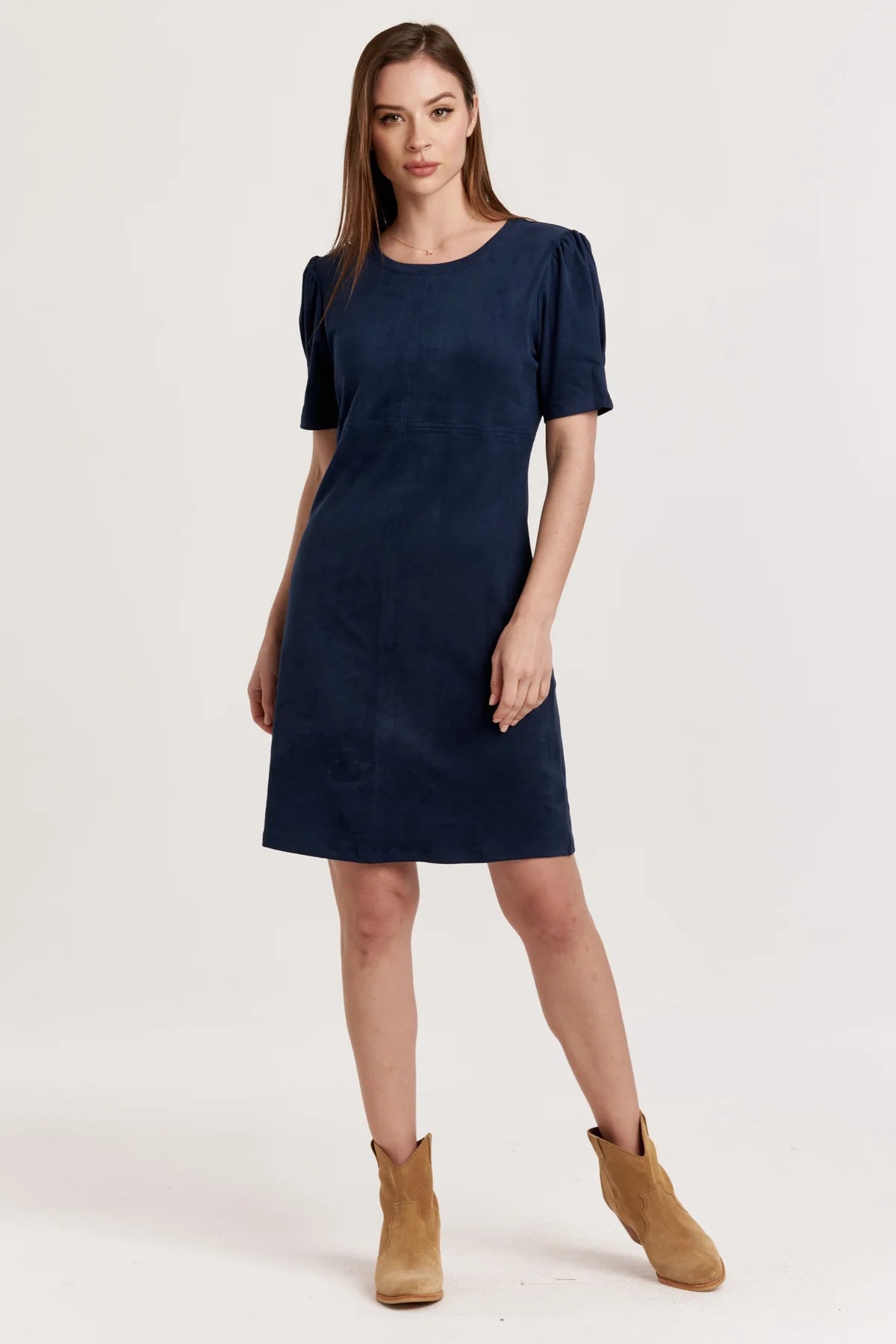 Demi Short Sleeve Suede Dress