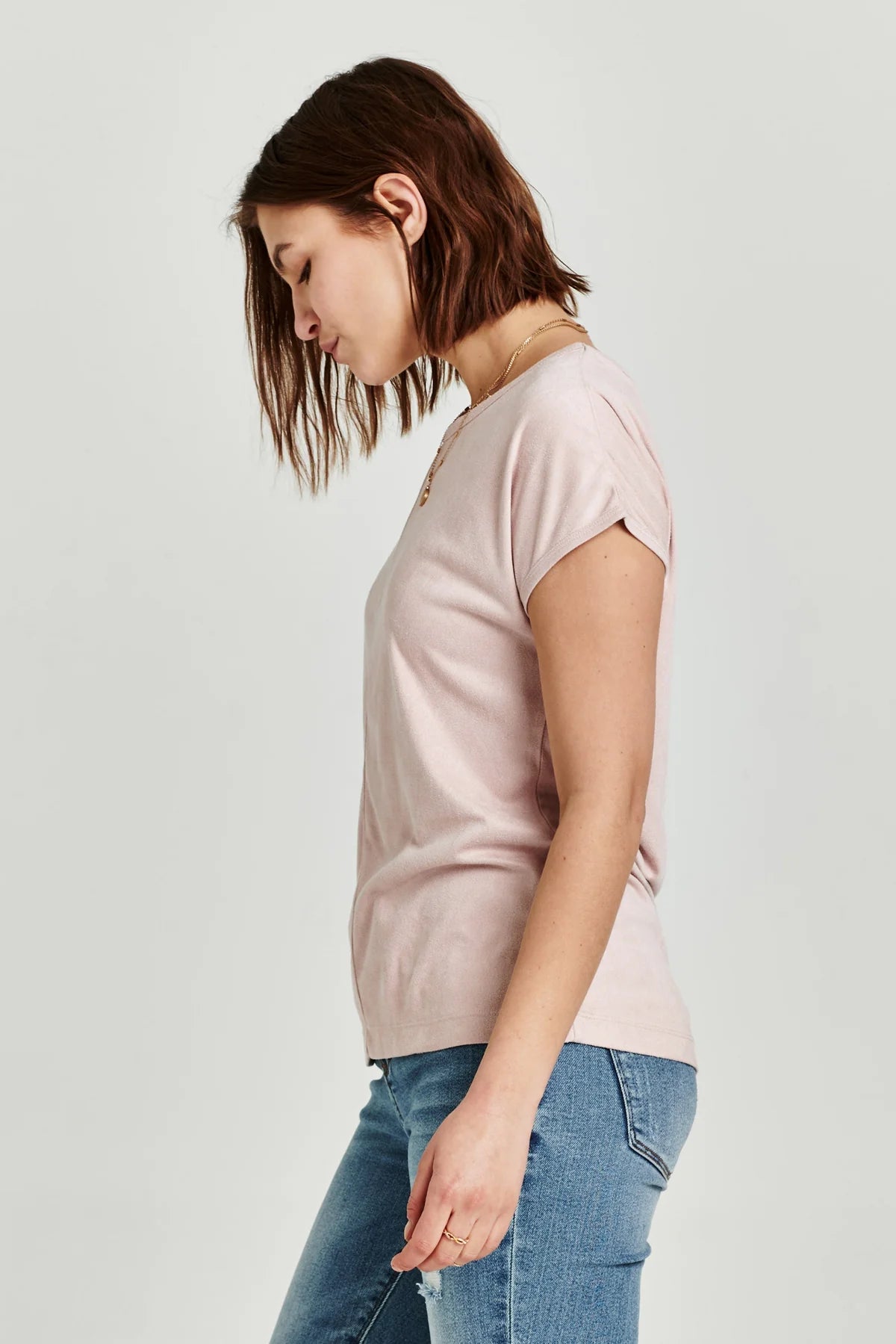 Lacey Suede Dolman Sleeve Smoke Rose