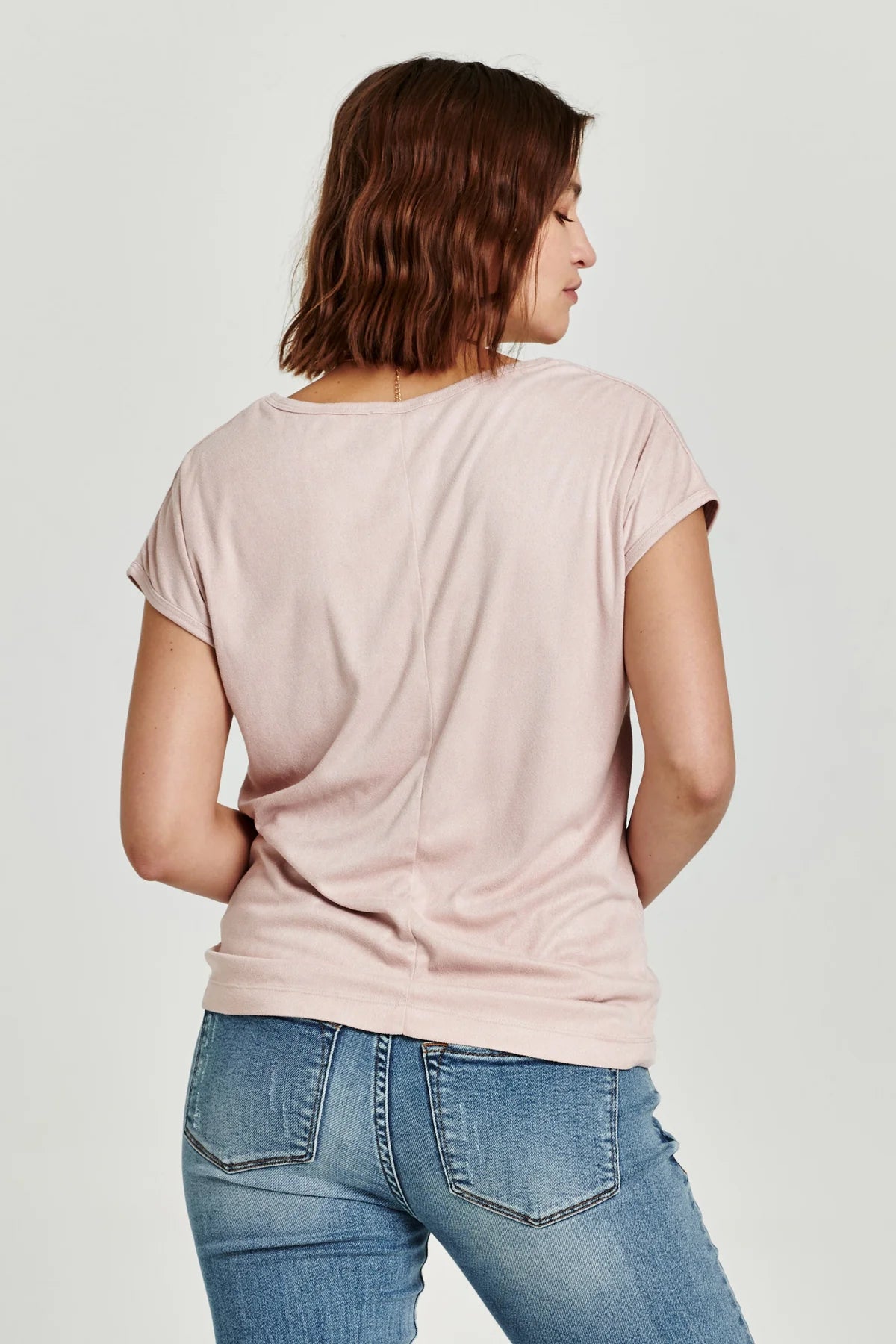 Lacey Suede Dolman Sleeve Smoke Rose