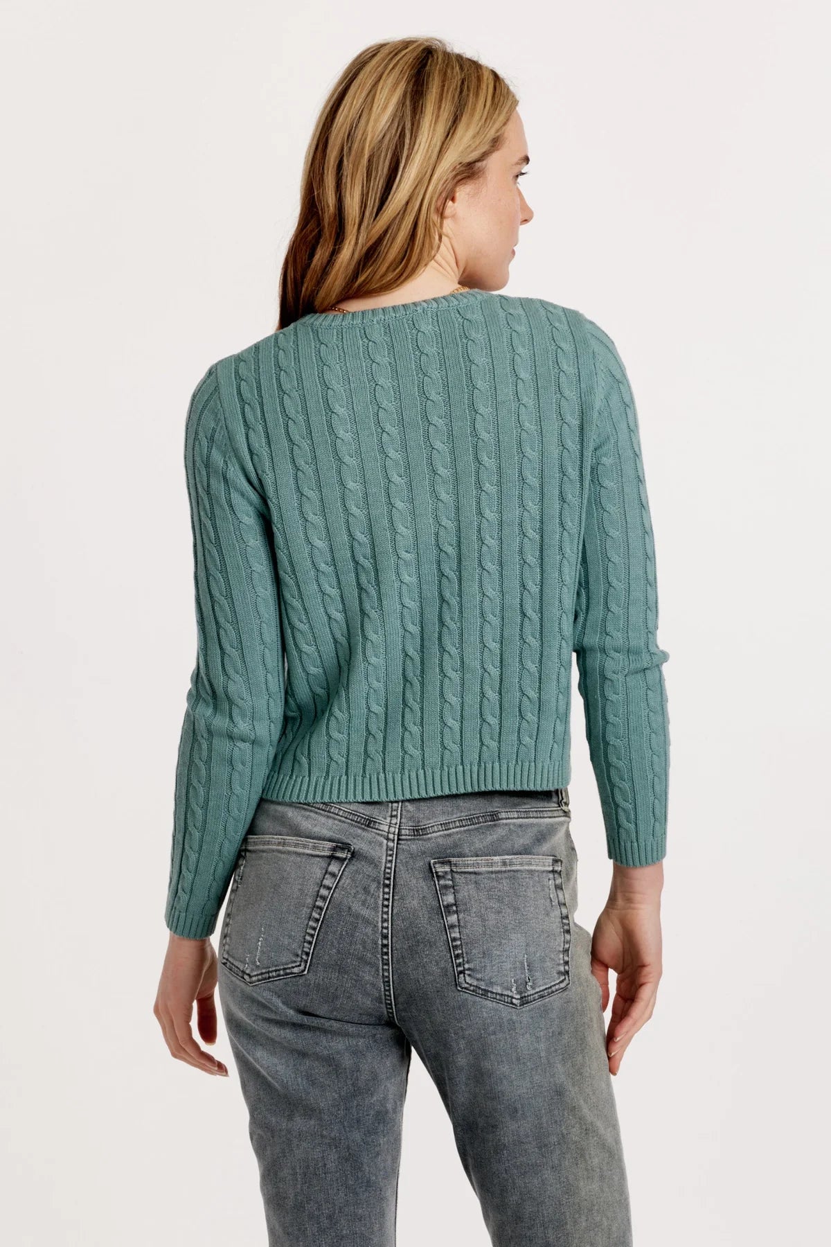 Lupe Cable Knit Sweater Slate Blue