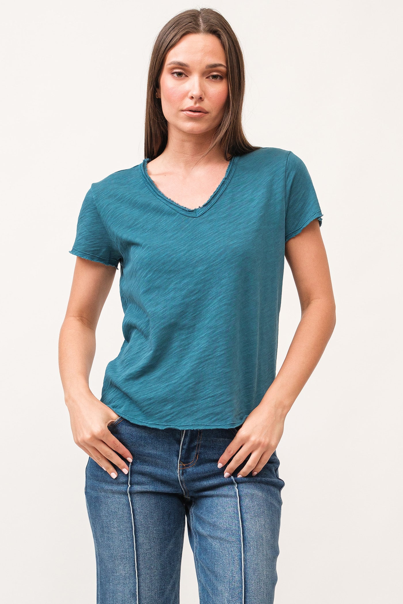 Vanya Short Sleeve Slub Tee Deep Teal