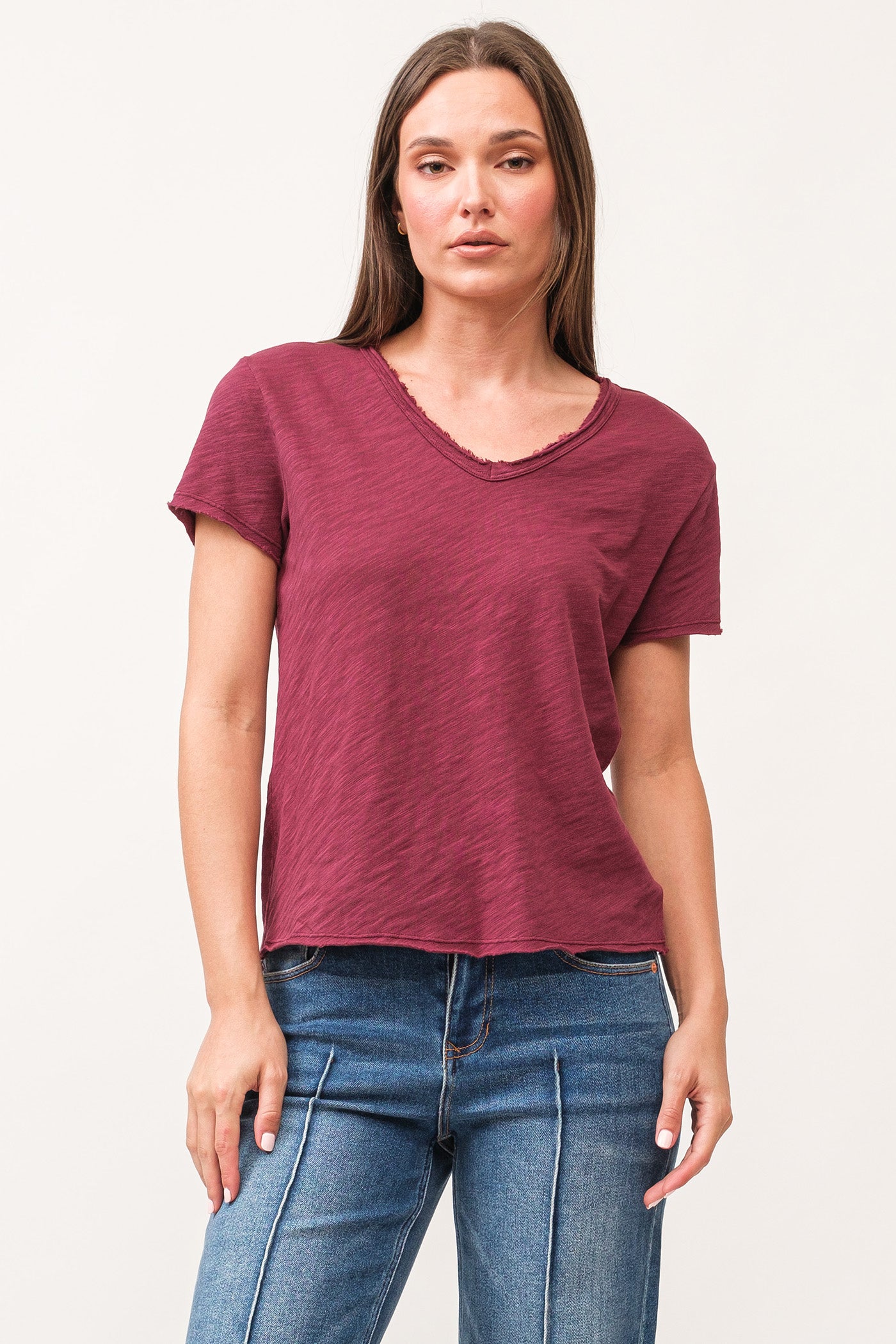 Vanya Short Sleeve Slub Tee Pomegranate