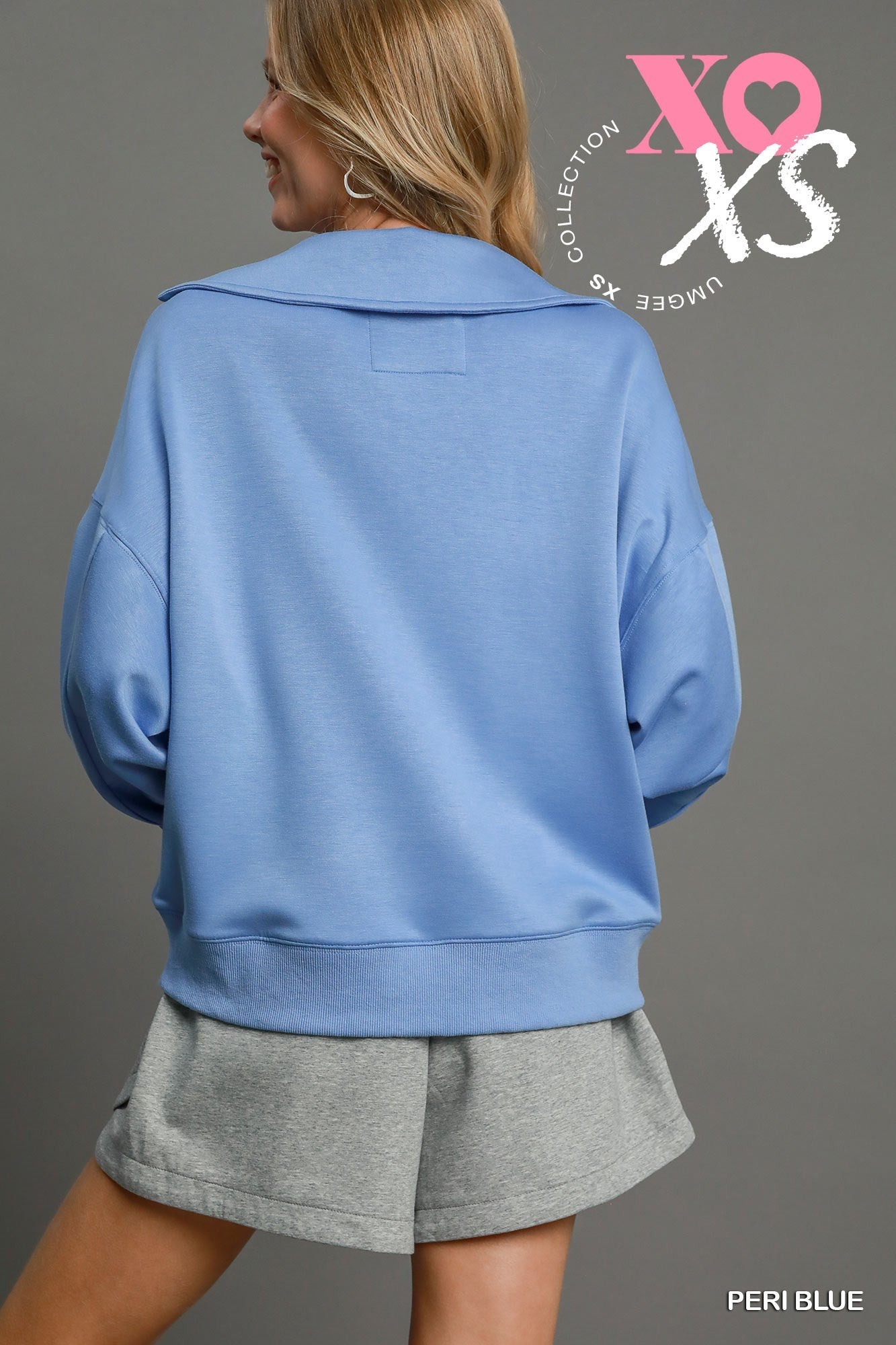 Luxeknit Collared Polo Sweatshirt Peri Blue