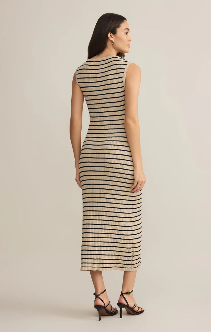 Gisele Stripe Midi Dress Sandshell