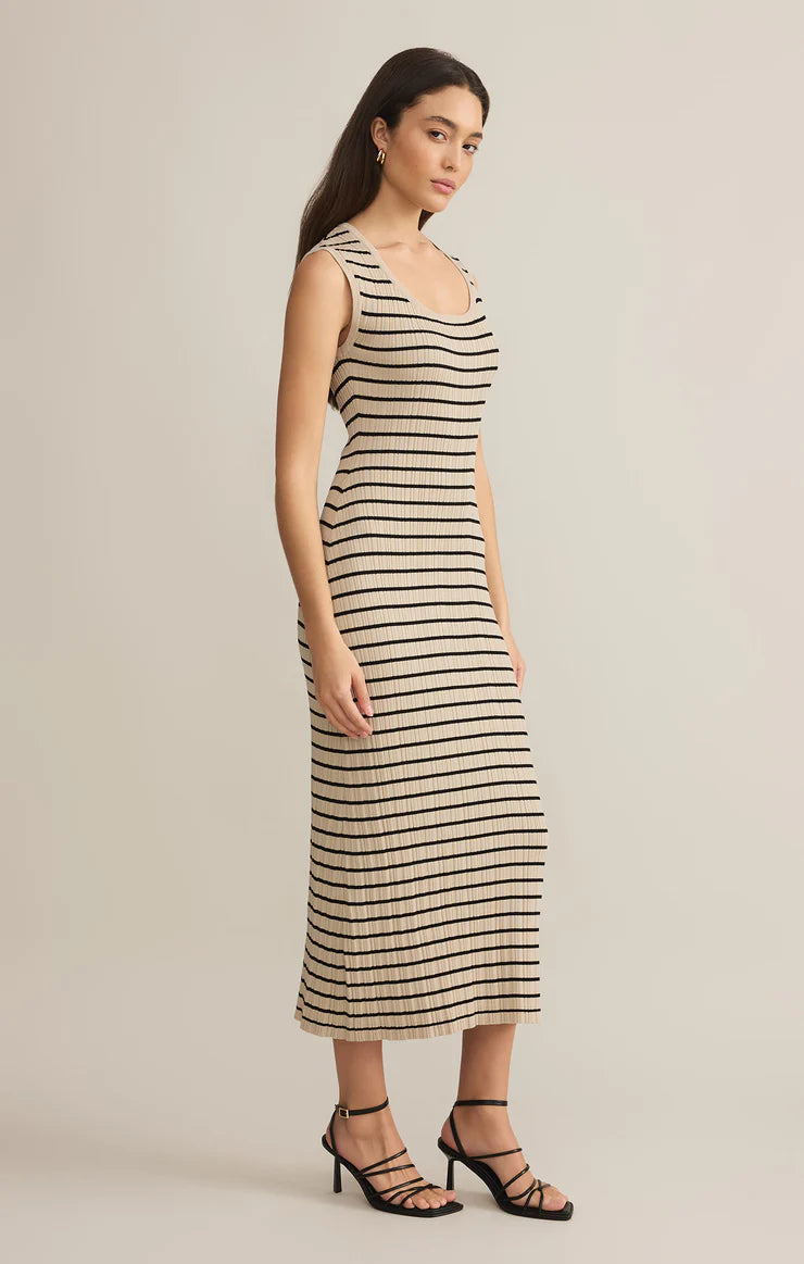 Gisele Stripe Midi Dress Sandshell