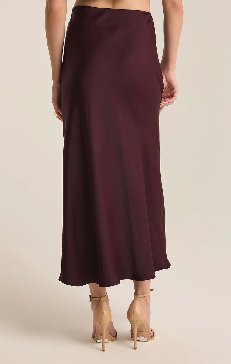 Europa Luxe Sheen Midi Skirt Berry Wine