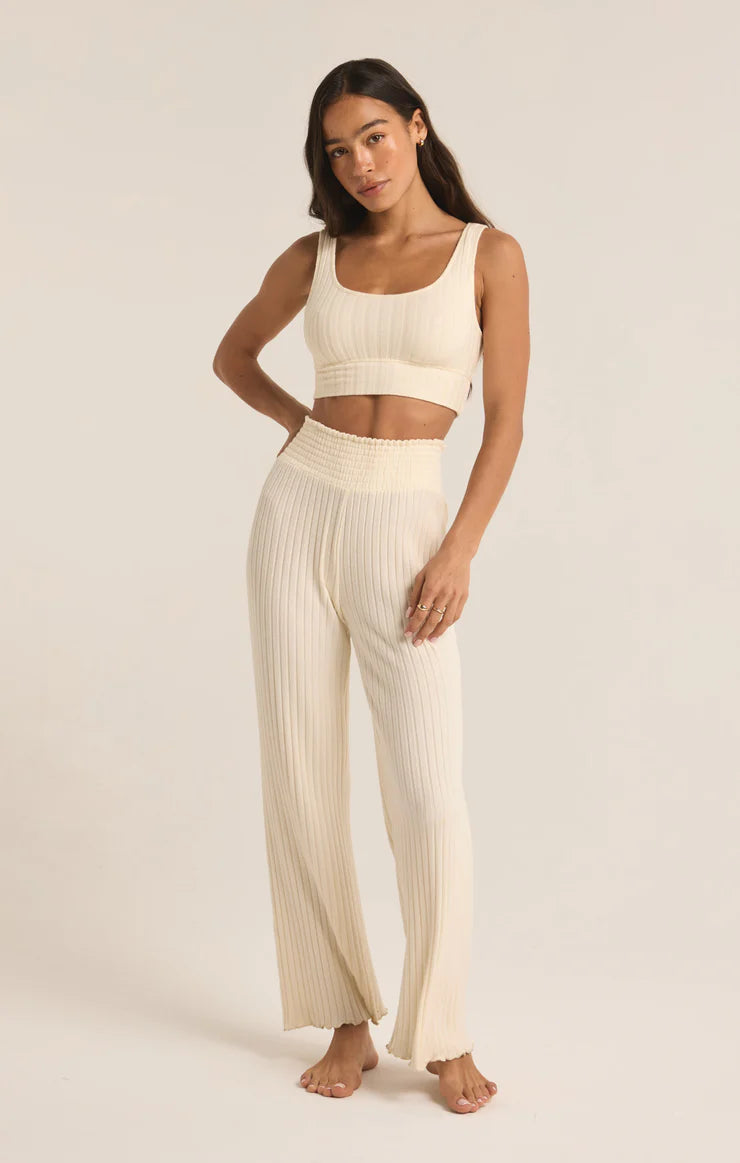 Dawn Smocked Rib Pant Bone