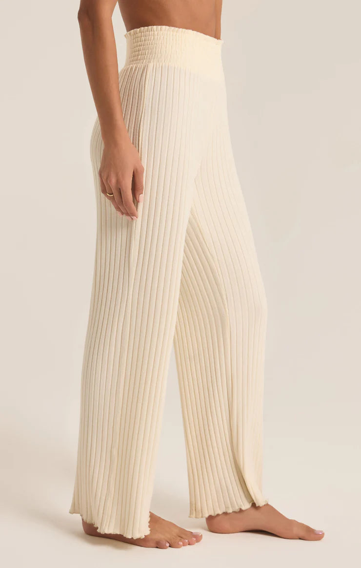 Dawn Smocked Rib Pant Bone