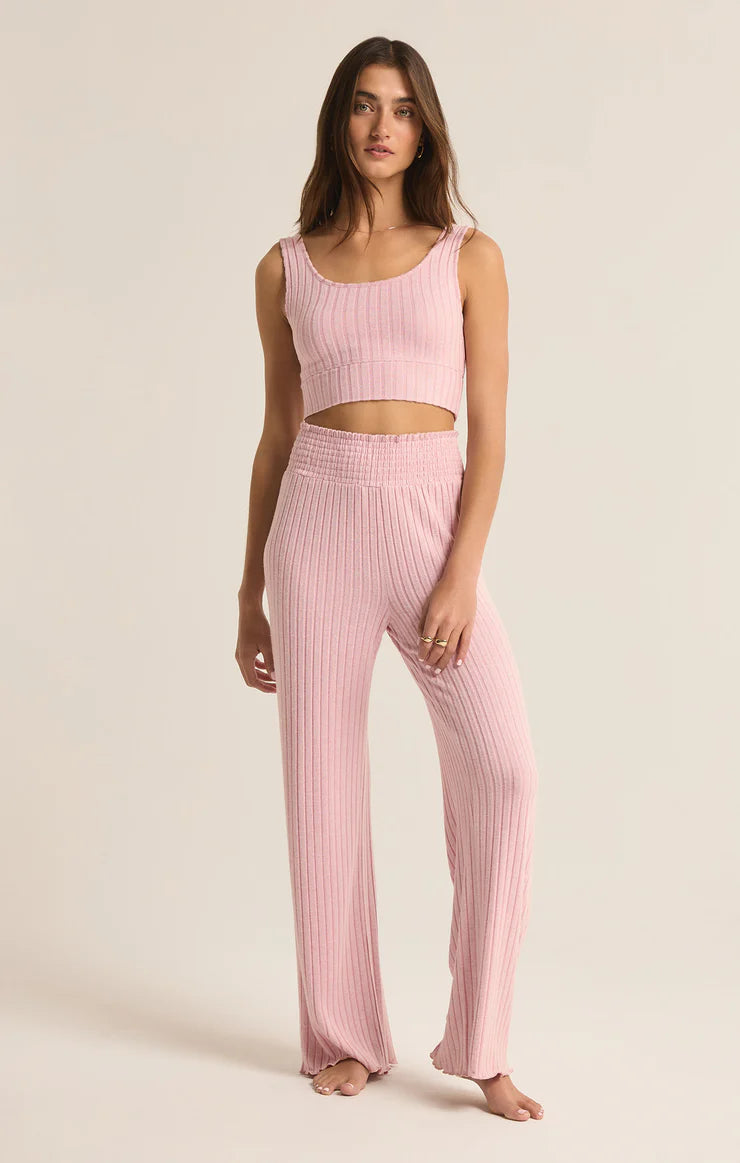 Dawn Smocked Rib Pant Sunset Mauve