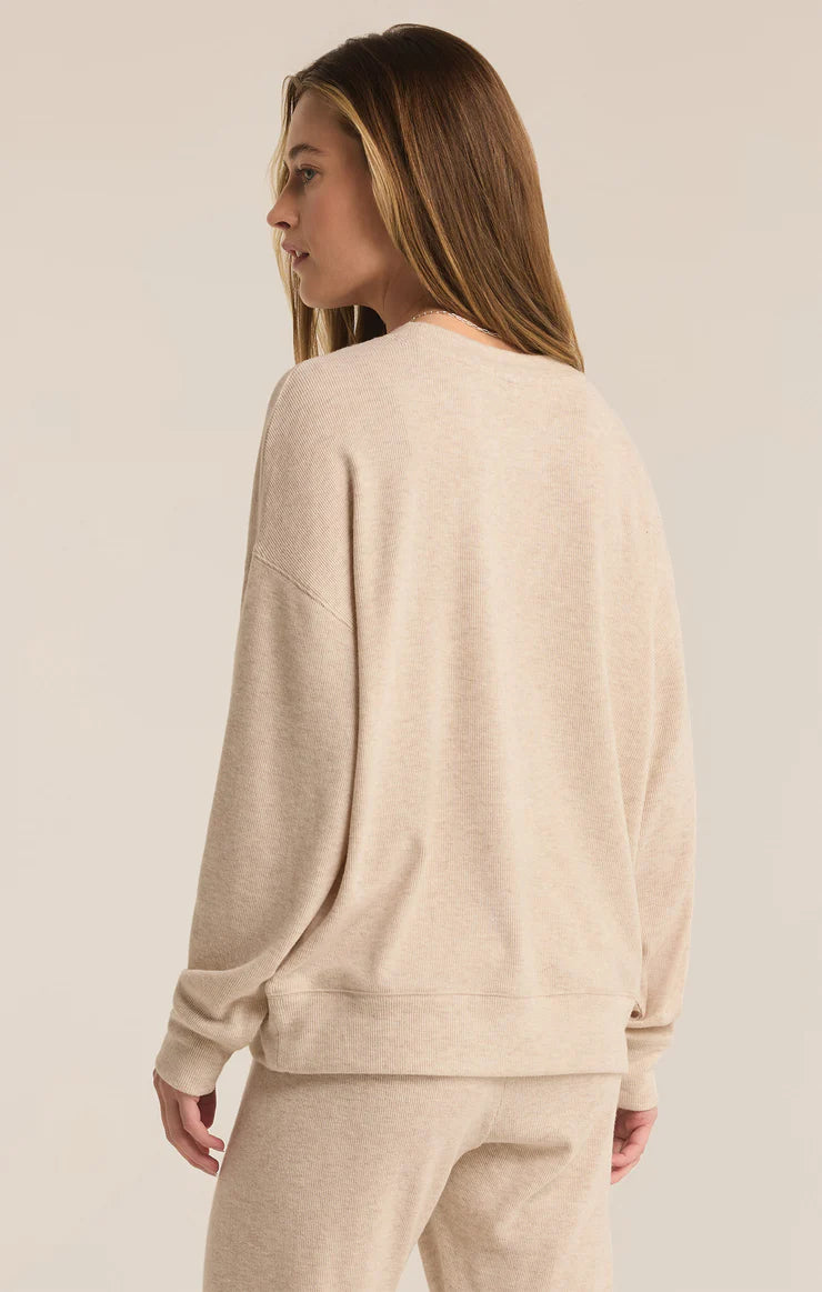 Sleep Tight Rib Long Sleeve Top Light Oatmeal Heather