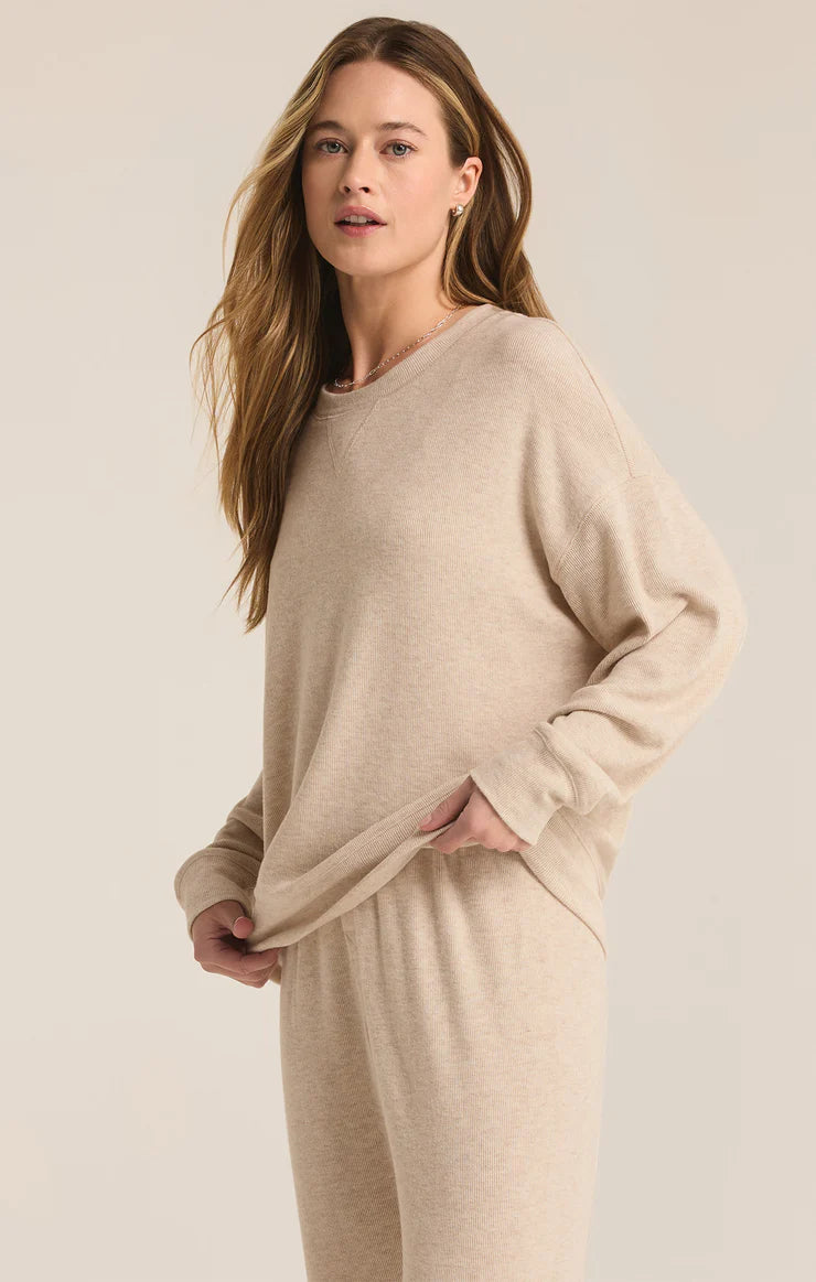 Sleep Tight Rib Long Sleeve Top Light Oatmeal Heather