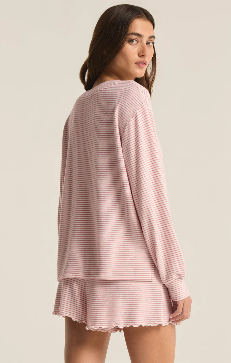 Sale Stay Cozy Stripe Long Sleeve Top Lilac Punch