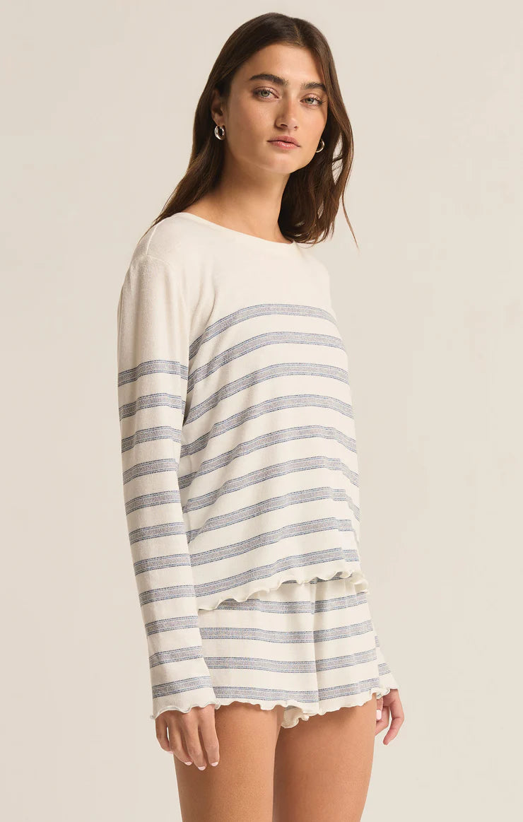 Hometown Stripe Long Sleeve Top Vanilla Ice