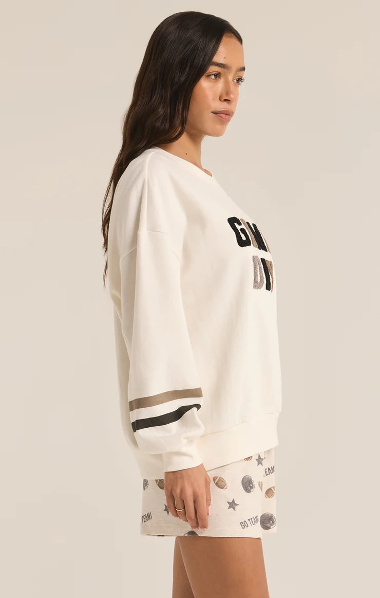 Oversized Game Day Sweatshirt Bone