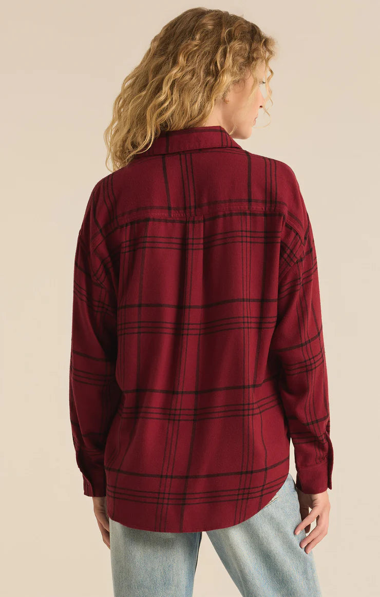 River Plaid Button Up Red Dahlia