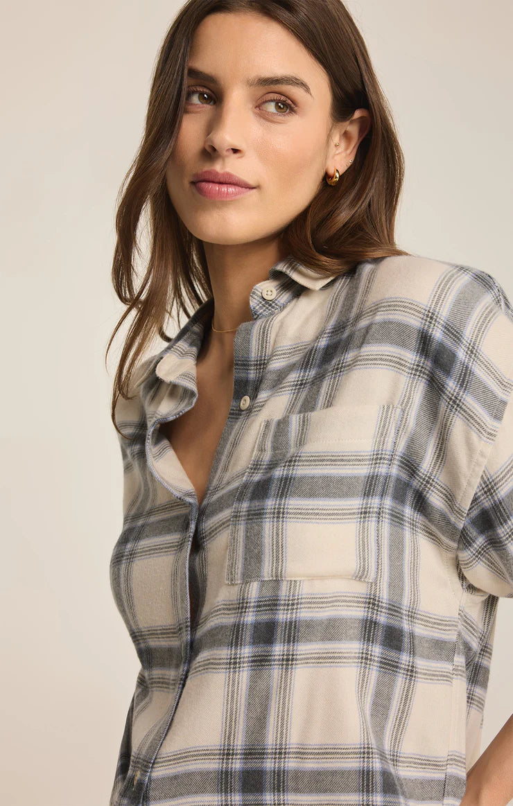 River Plaid Button Up  Thunder Cloud