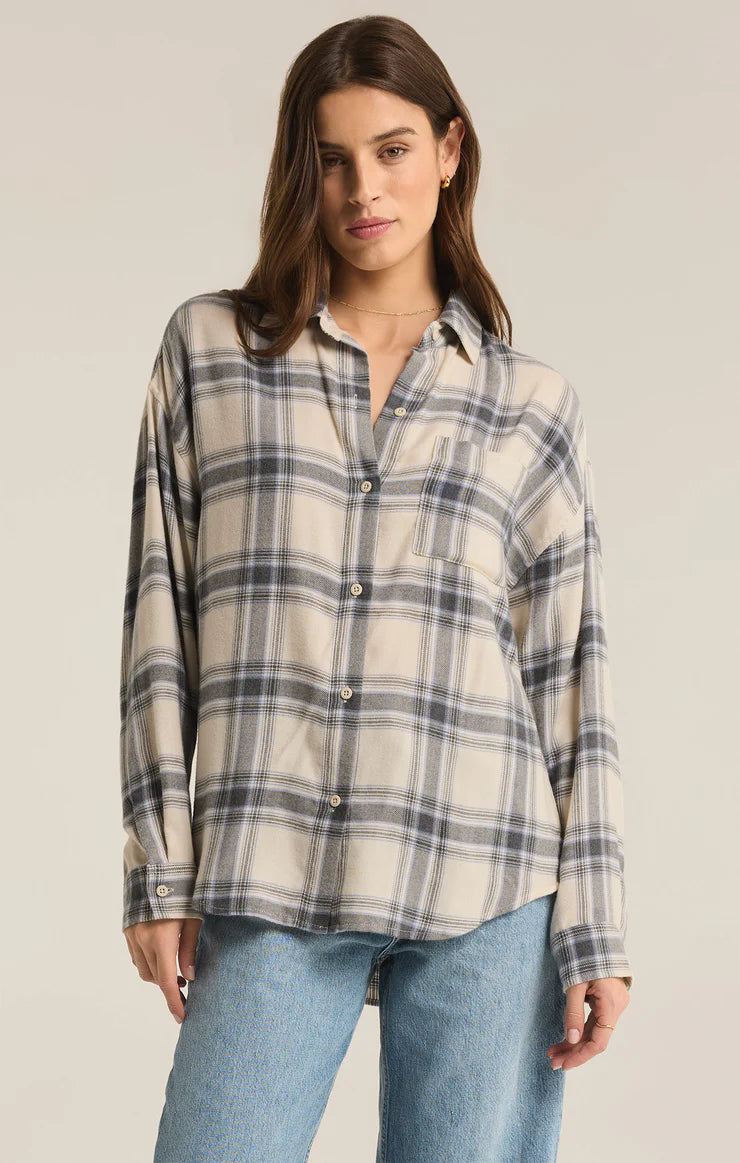 River Plaid Button Up  Thunder Cloud