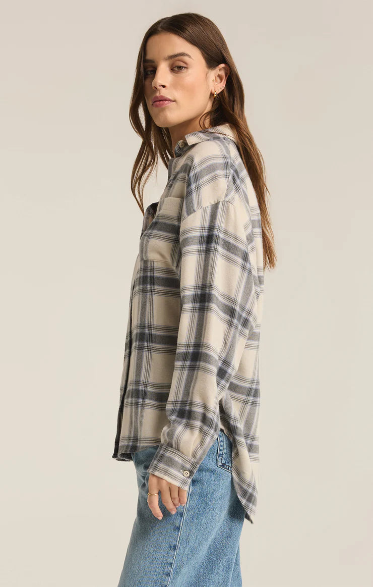 River Plaid Button Up  Thunder Cloud