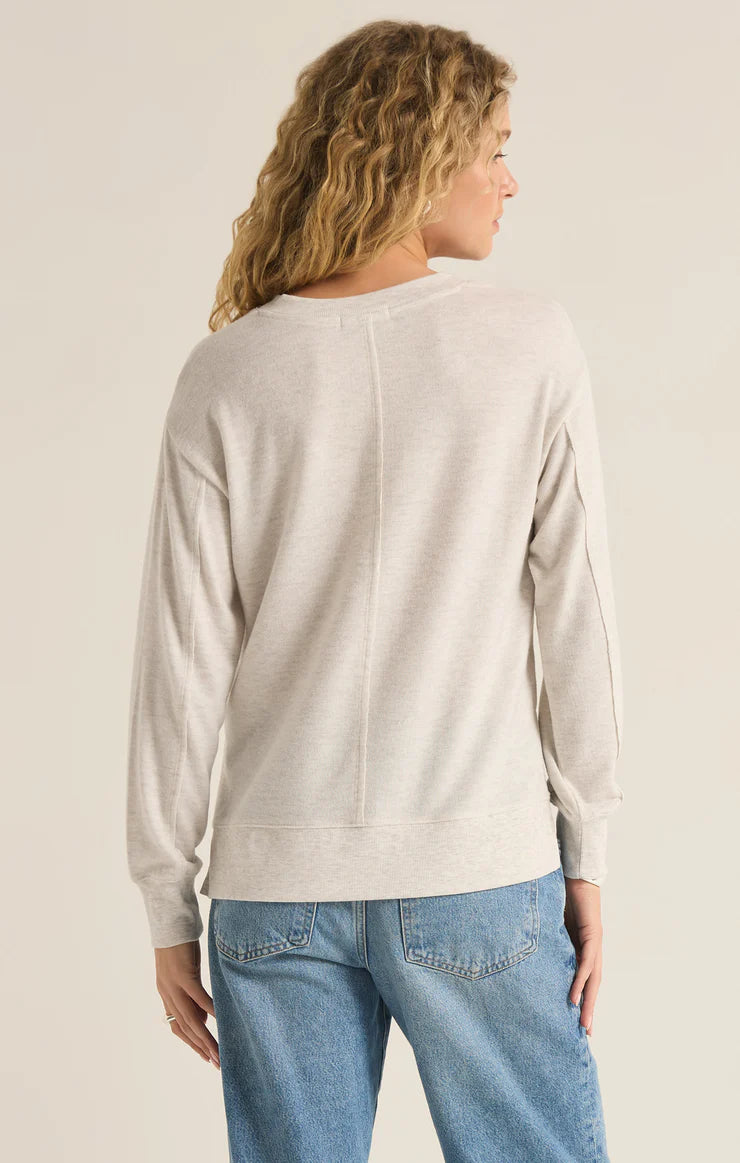 Wilder Cloud V-Neck Long Sleeve Top Light Oatmeal