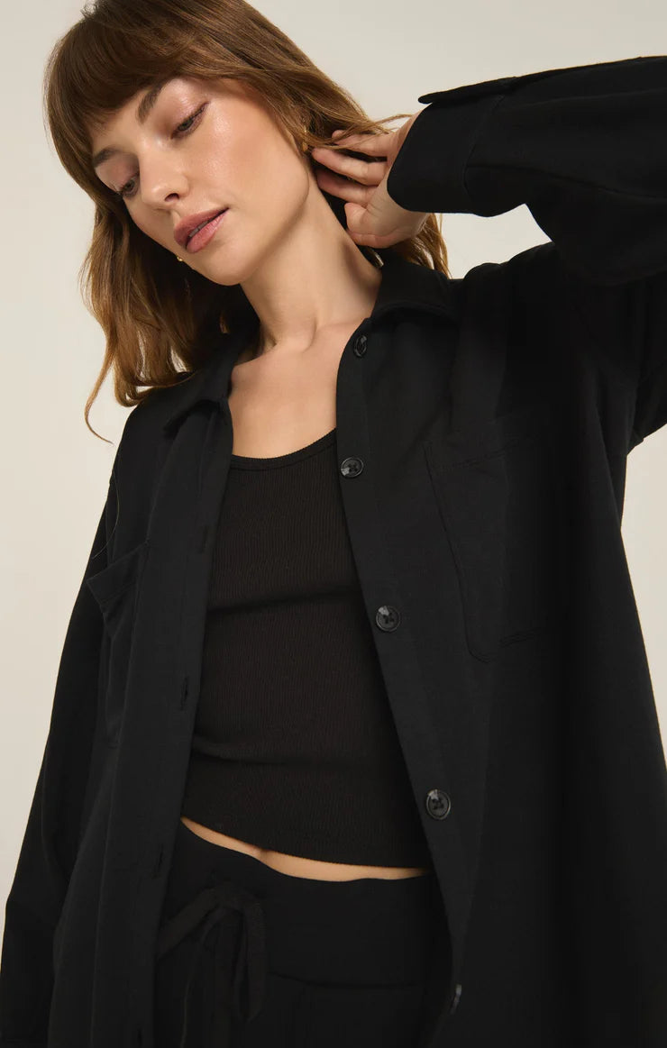 Layover Modal Fleece Top Black