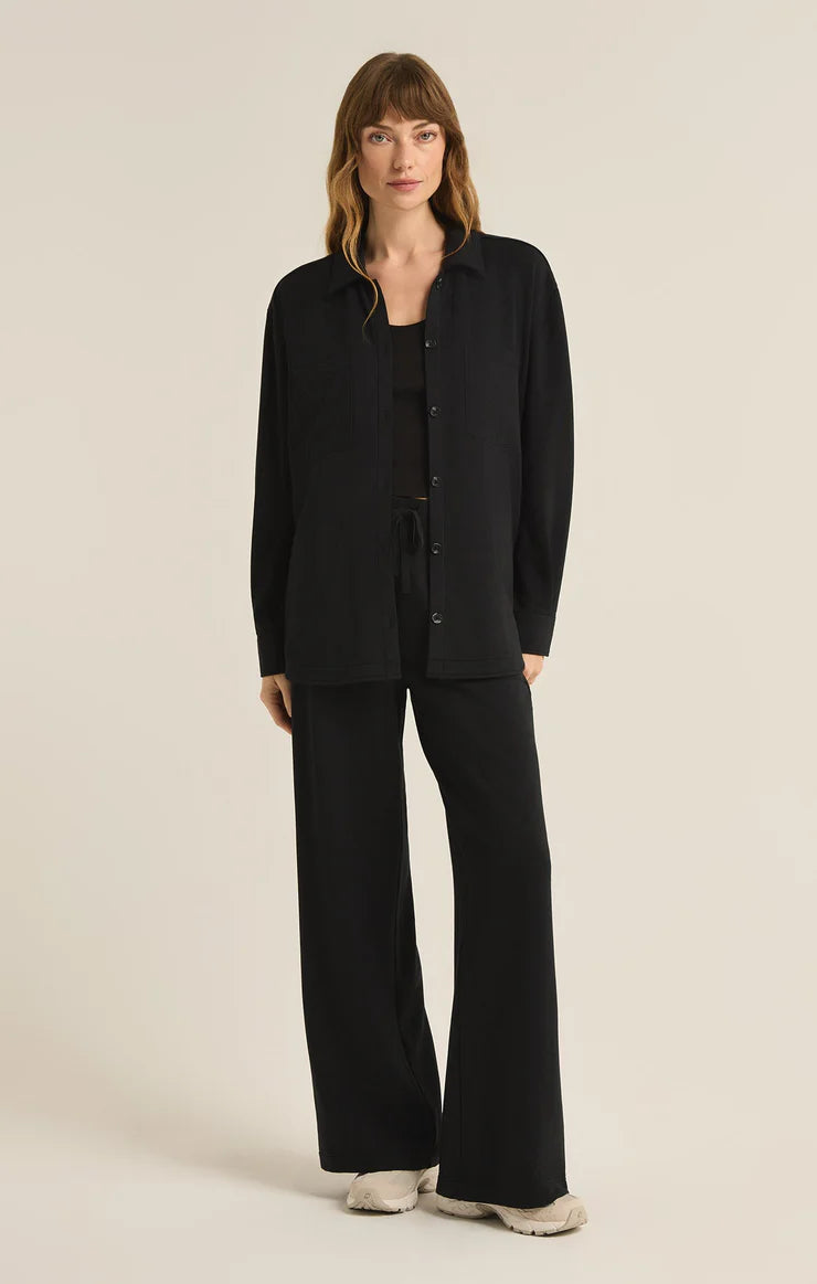 Layover Modal Fleece Top Black