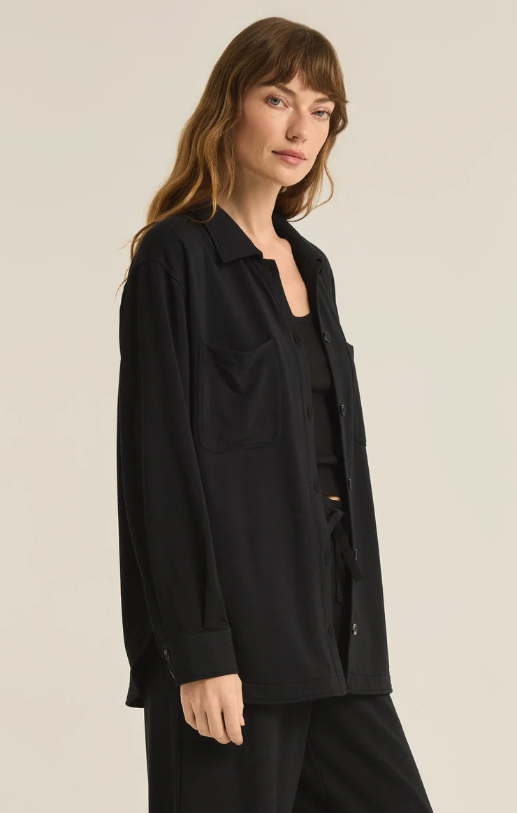 Layover Modal Fleece Top Black