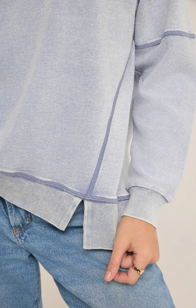 Easy V Knit Denim Sweatshirt Washed Indigo