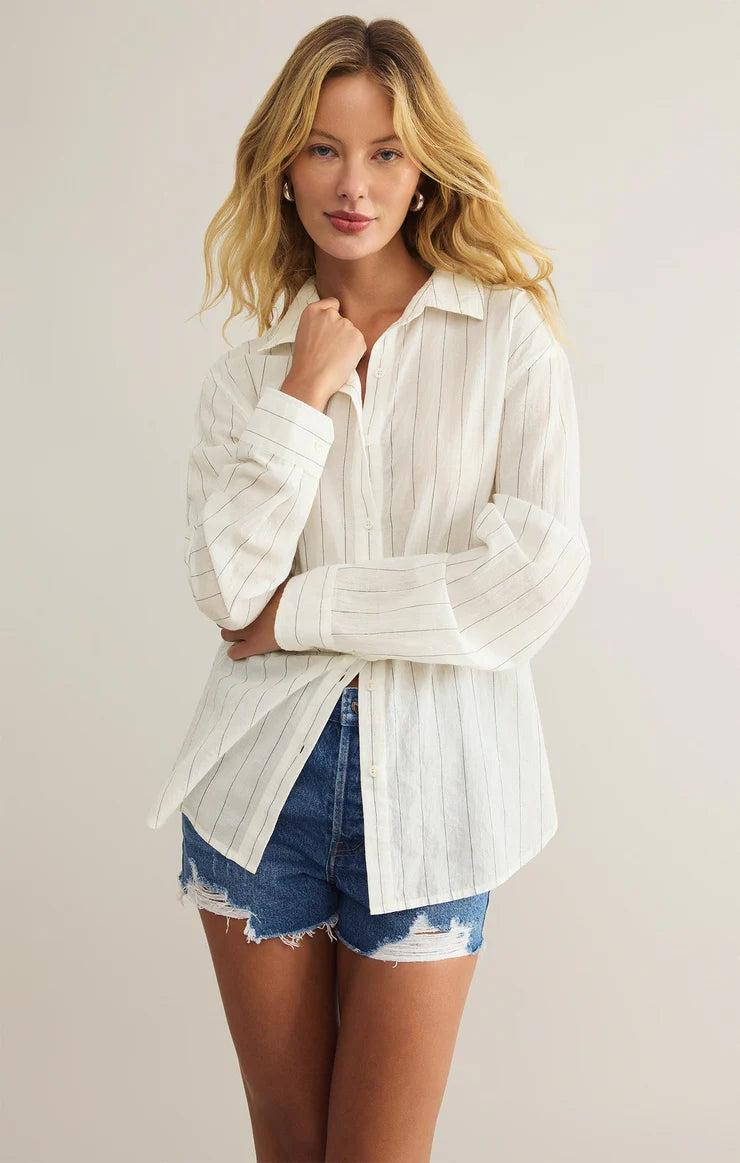 Seaport Striped Shirt White