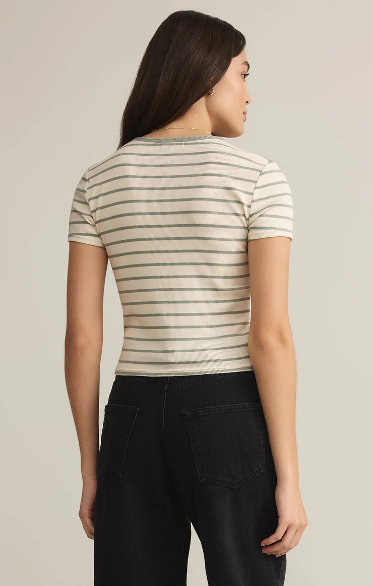 Saxton Striped Tee Sage Green