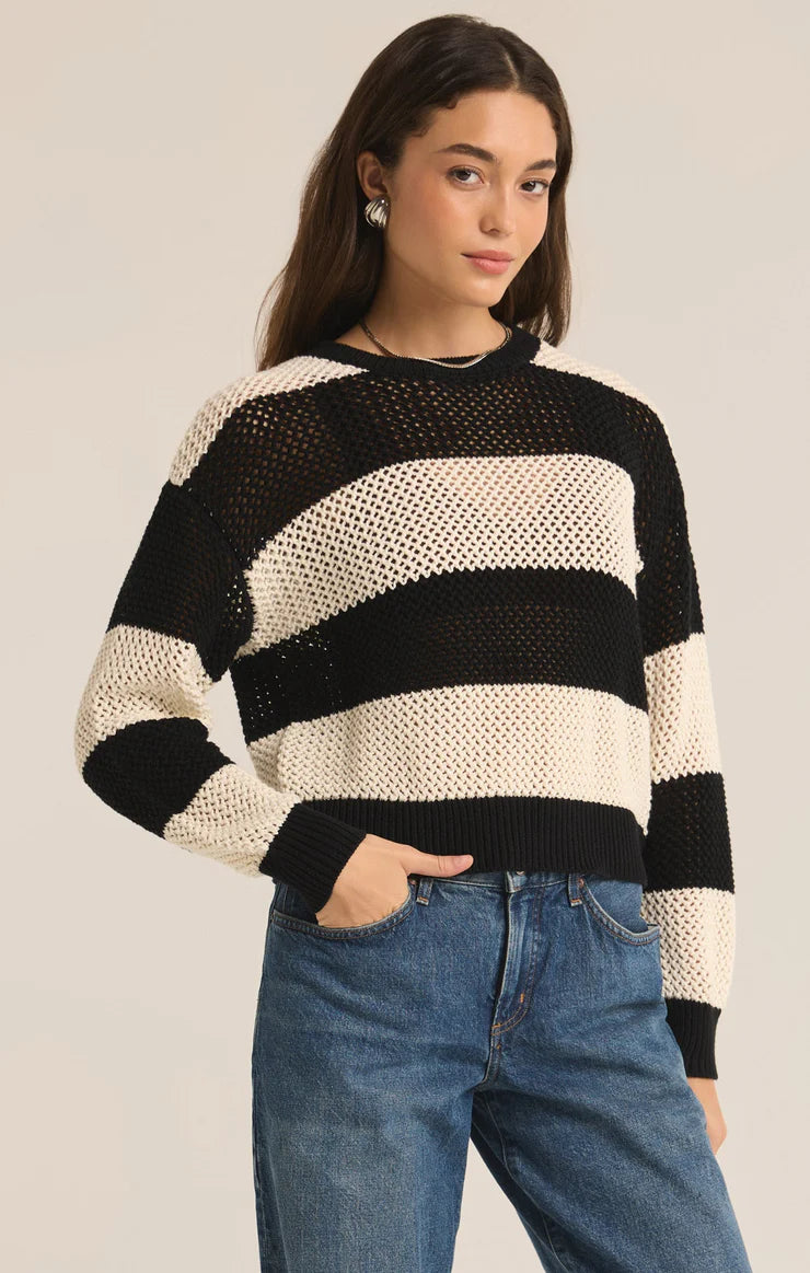 Broadbeach Stripe Sweater Black