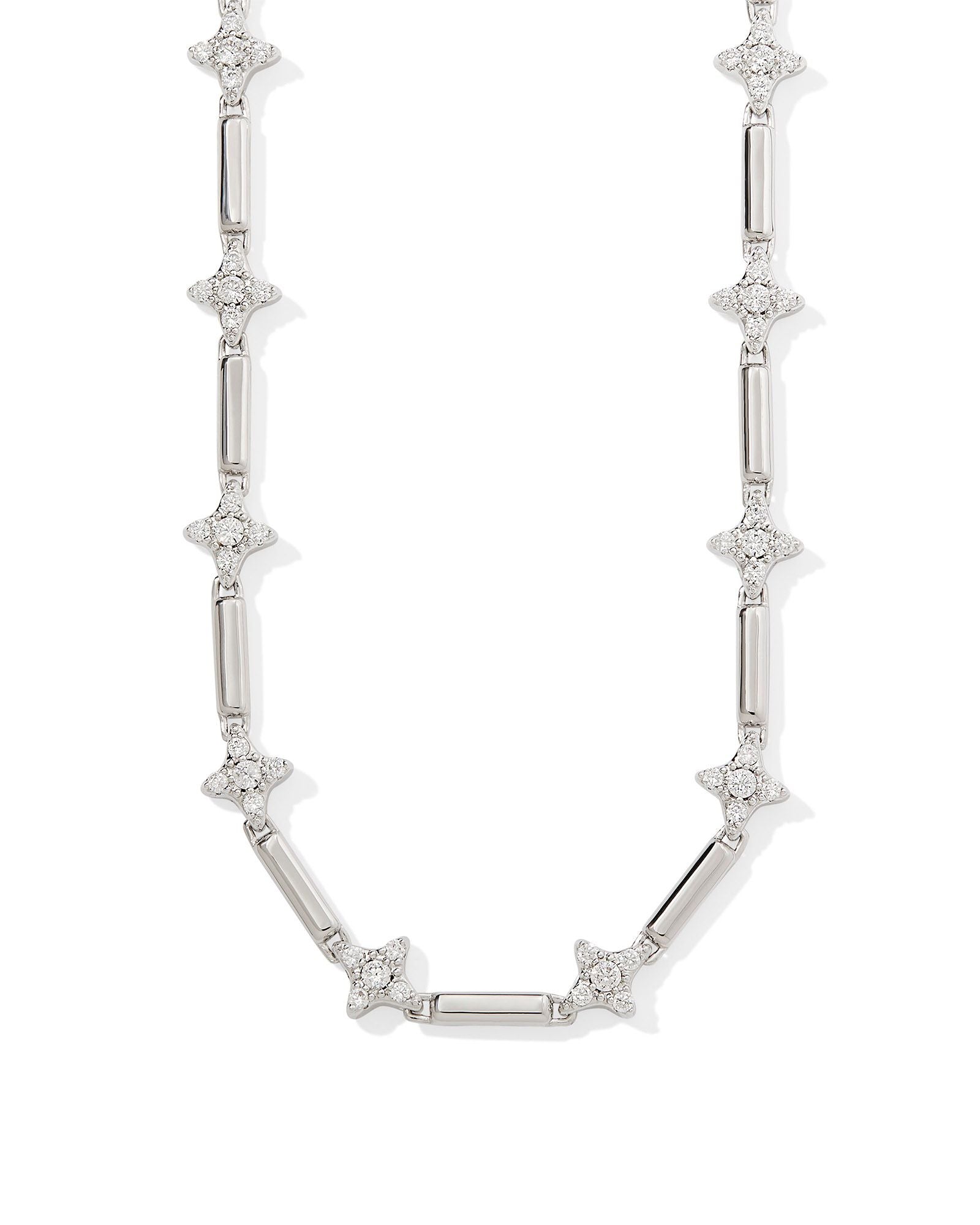 Holland Silver Strand Necklace White Crystal