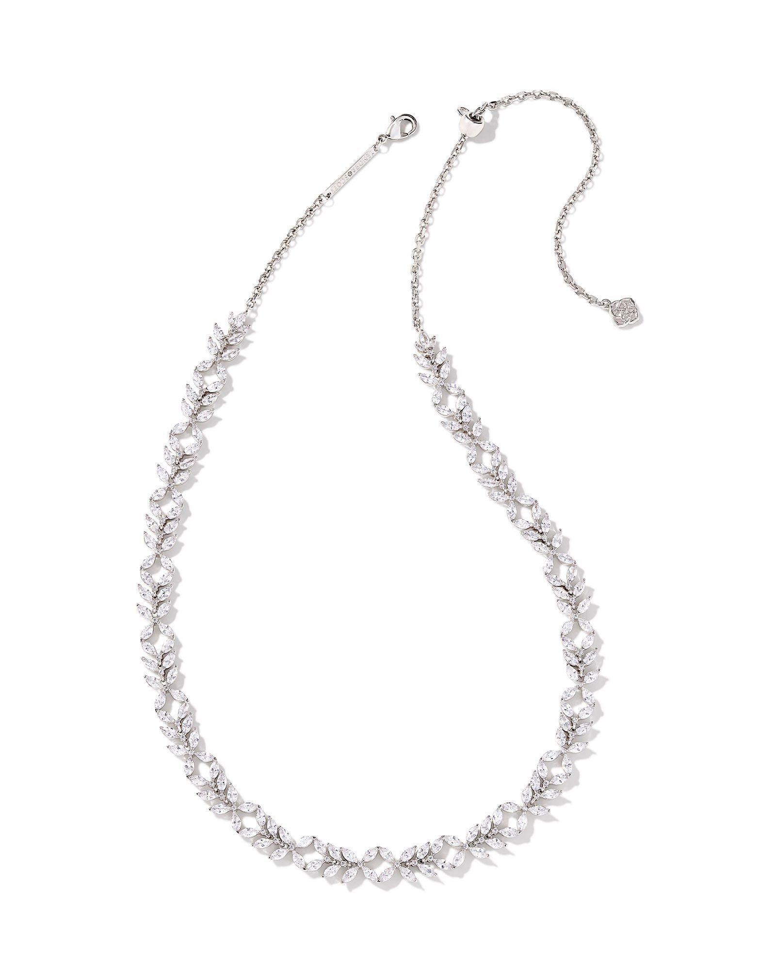 Rosalie Silver Tennis Necklace White Crystal